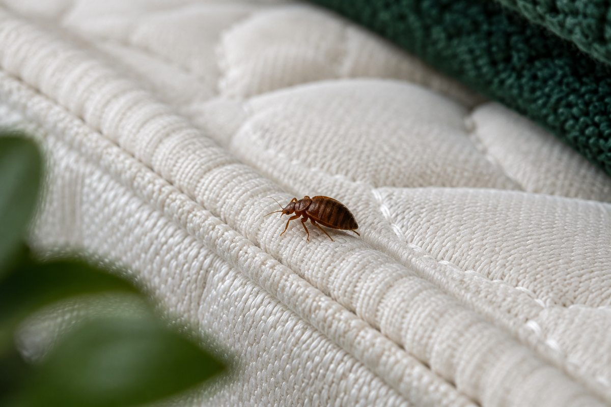 Bed bug on a mattress seam