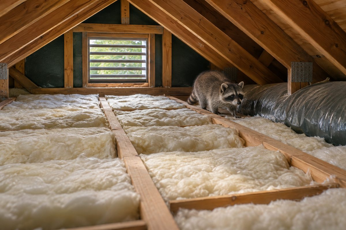 Insulation fitted between attic joists